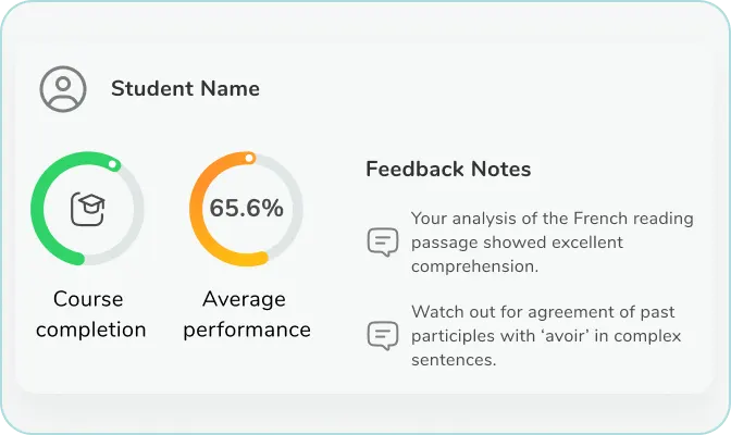 Student feedback & progress tracking that builds confidence